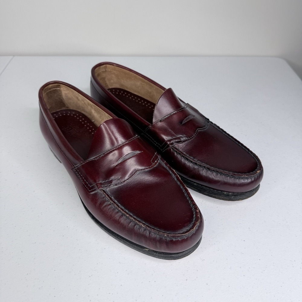 Vintage G.H. Bass Weejuns Penny Loafers Men's 10.5 E Burgundy Leather USA Made